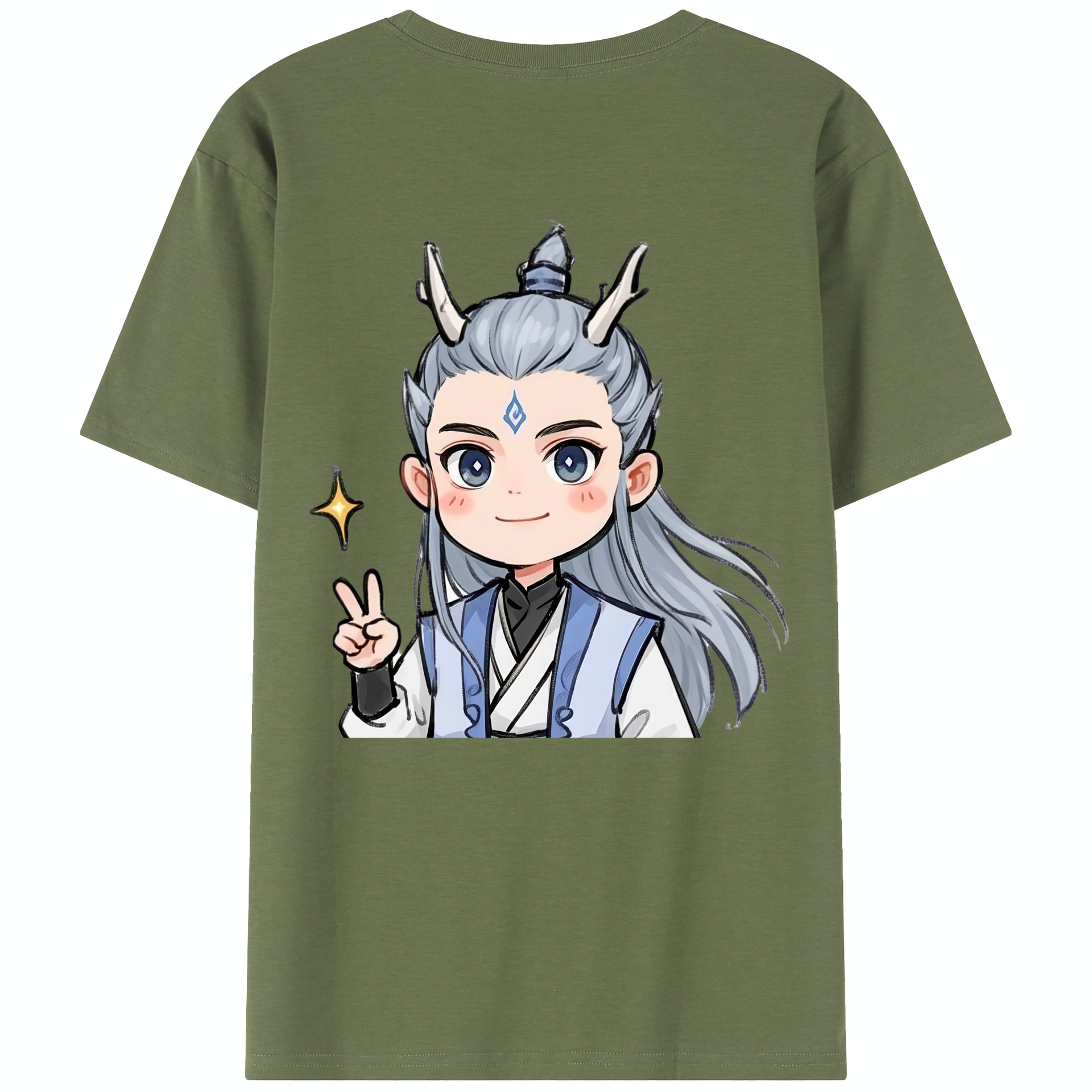 （画像用） Ne Zha 2 ナタ 魔童の大暴れ 綿100％半袖Tシャツ（背面プリント）